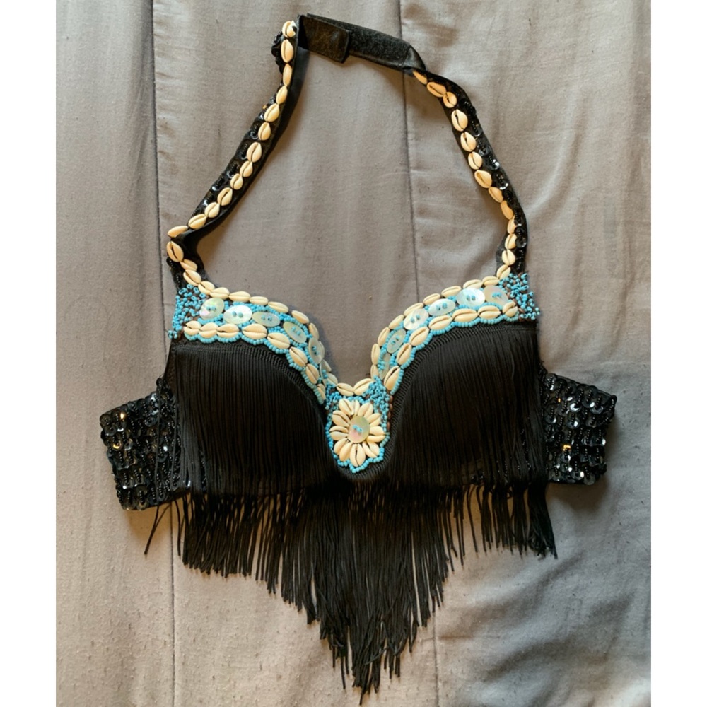 Beaded Bra Top with shells and fringe